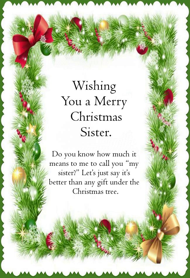 merry christmas wishes for sisters